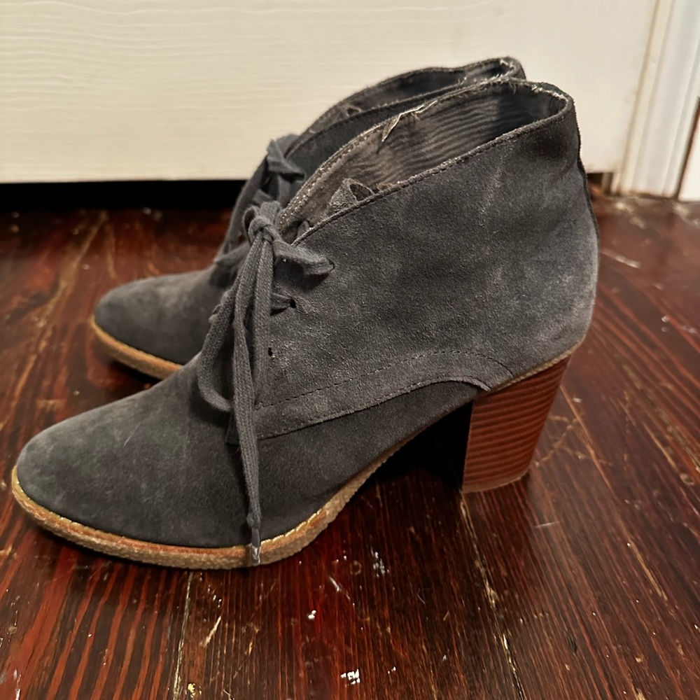 Grey lace up booties